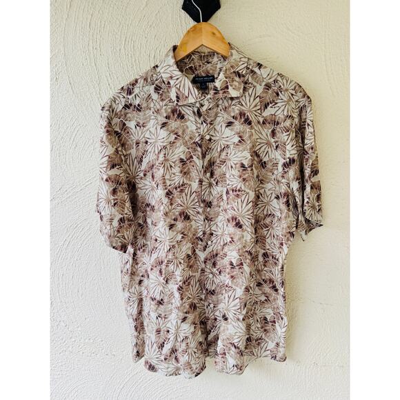 Peter Millar Tan‎ Leaf Linen Shirt - Picture 1 of 6
